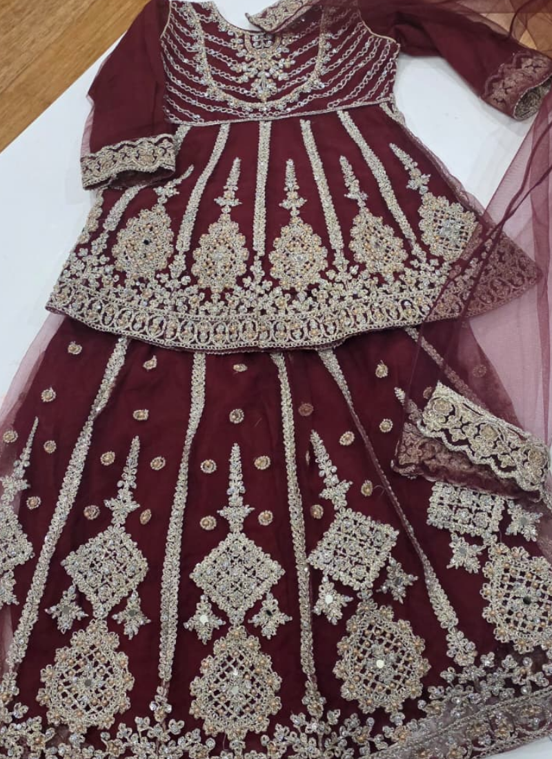 Baby Girl’s Net Lehenga – Embroidery Work