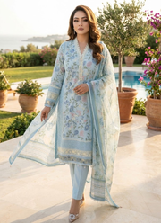 Light Pest Chiffon Salwar Kameez with Embroidery 6