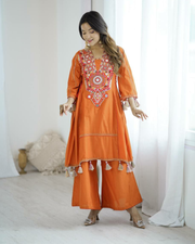 Designer Khadi Cotton Co-ord Set – Embroidery & Mirror Work 5