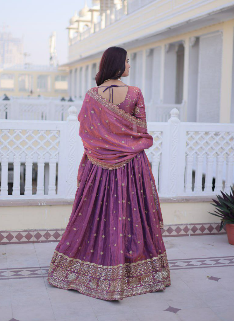 YSL Silk Lehenga Choli with Zari &amp; Sequin Work