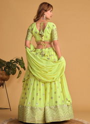 Georgette Lehenga Set – Zari & Sequins Embroidery with Blouse & Dupatta 6