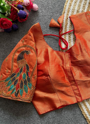 Banarasi Jacquard Silk Blouse with Heavy Handwork 4