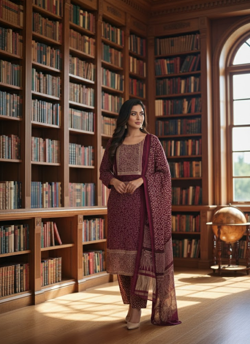 Pure Modal Ajrak Salwar Suit – Dupatta Kari Border