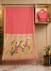 Cotton Paithani Saree – Zari Buttis & Pallu with Blouse 6