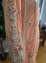 Pakistani Anarkali Dress – Peach Net Gota Patti 7