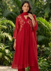 Mul Chanderi Kurta Pant Dupatta Set 5