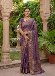 Dark Purple Jamdani Saree with Mari’s Thread Work 5