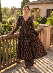 Anarkali Gown in Heavy Rayon with Digital Print Work + Bottom 2