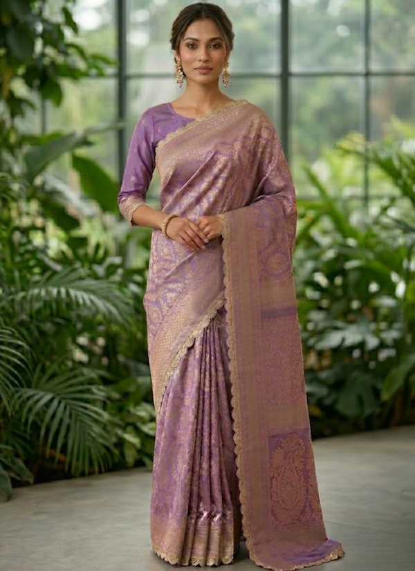 Katan Silk Saree with Stitched Blouse