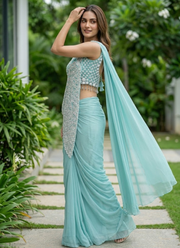 Georgette Saree – Embroidery Sequence Work, Ready to Wear 6