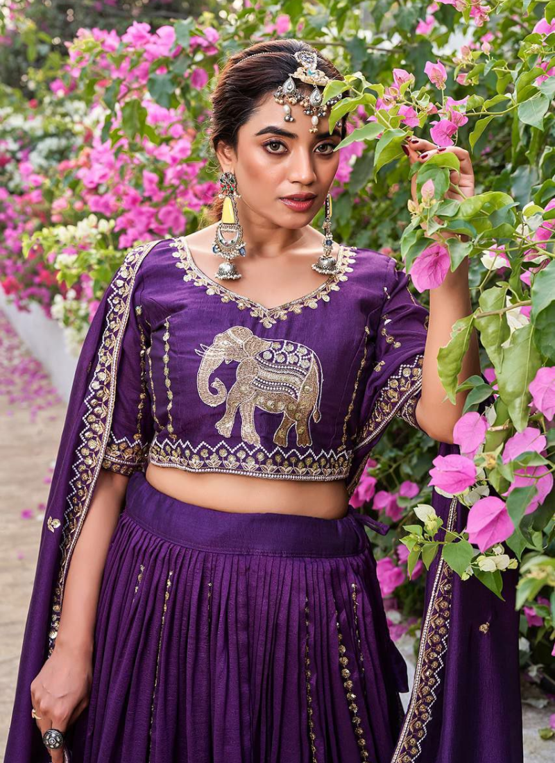 Vichitra Lehenga Choli with Heavy Sequin Embroidery