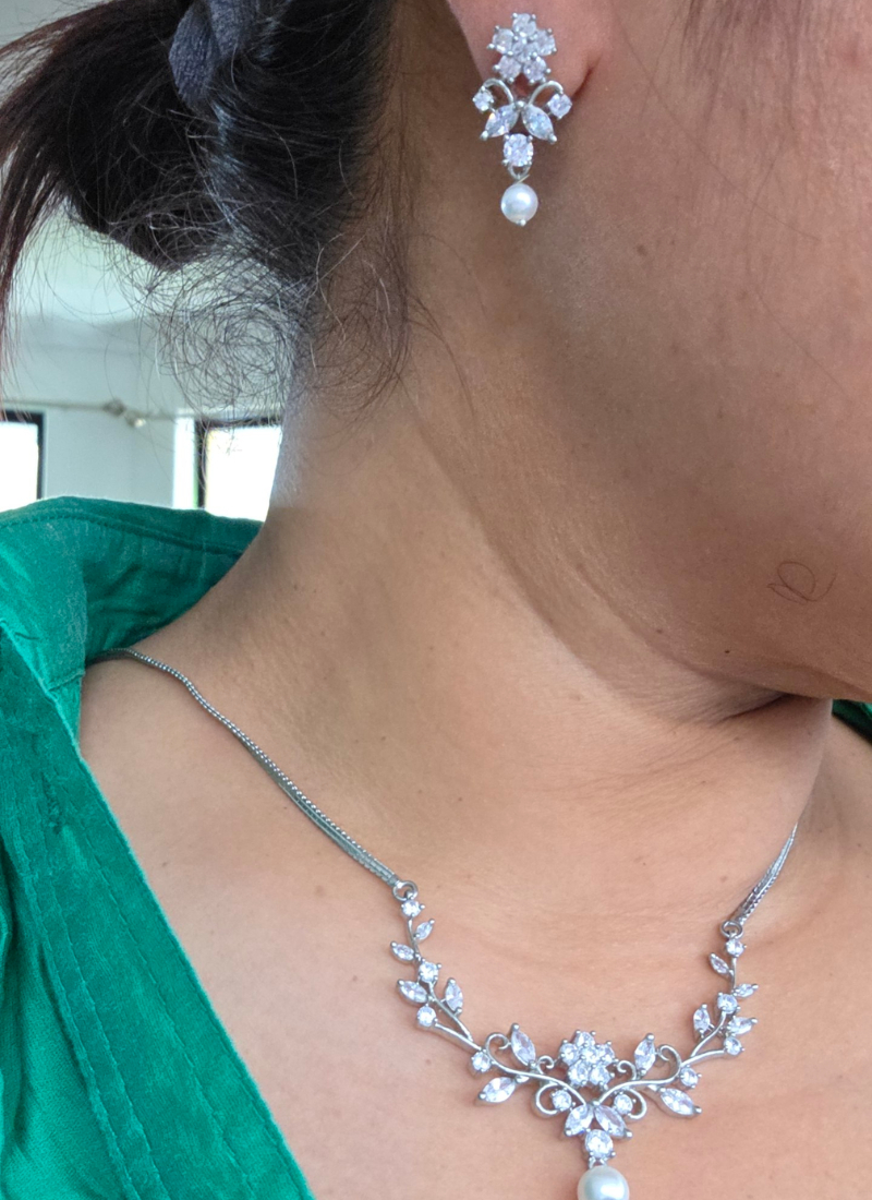 Stone Setting Necklace & Earring Set for Partywear & Bridal Looks