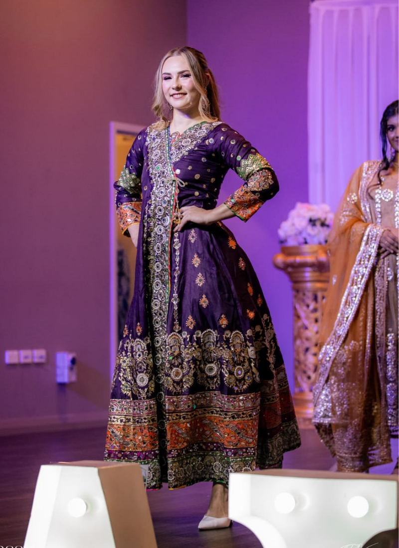 Pakistani Raw Silk Anarkali with Embroidery