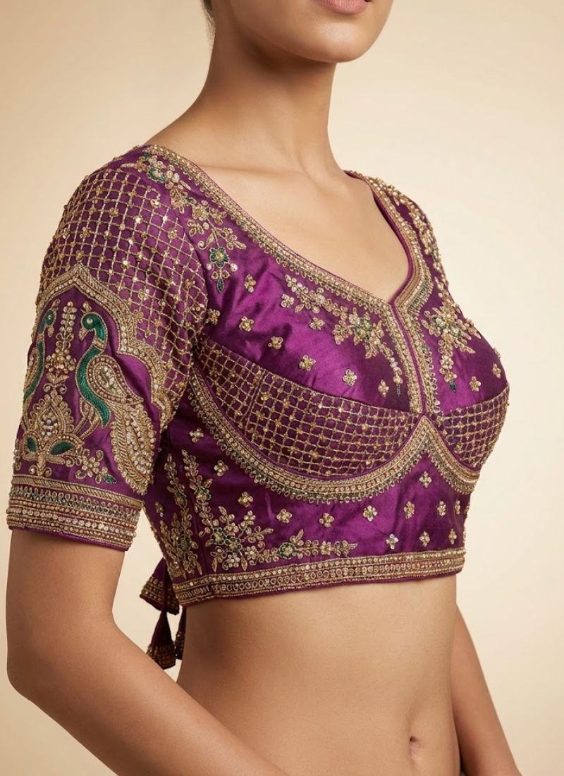 Partywear Women’s Blouse with Premium Padding & Back‑Open Design