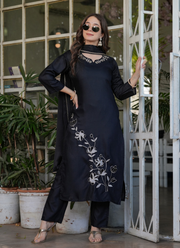 Black Rayon Kurta Set with Dupatta 6