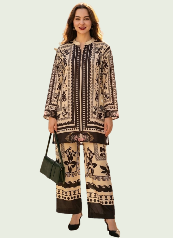 Pure Natural Crepe Top & Plazzo Set with Digital Print