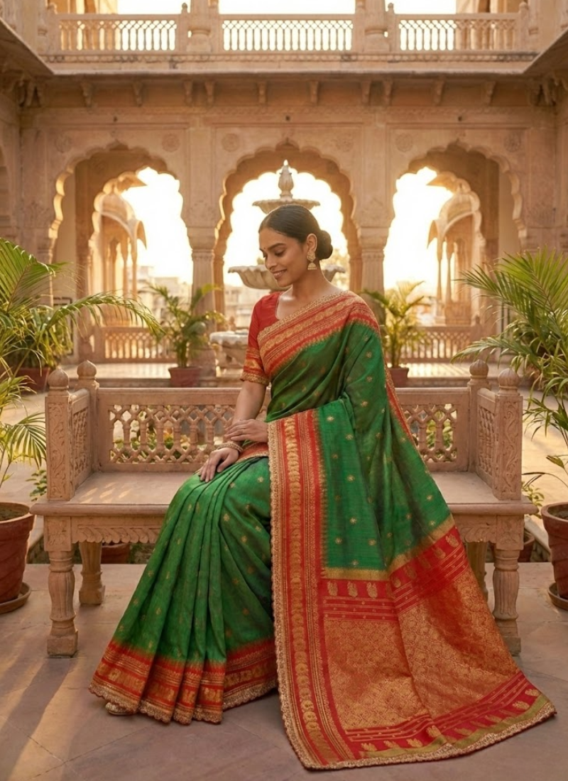 Banaras Silk Saree with Shovosachi Border