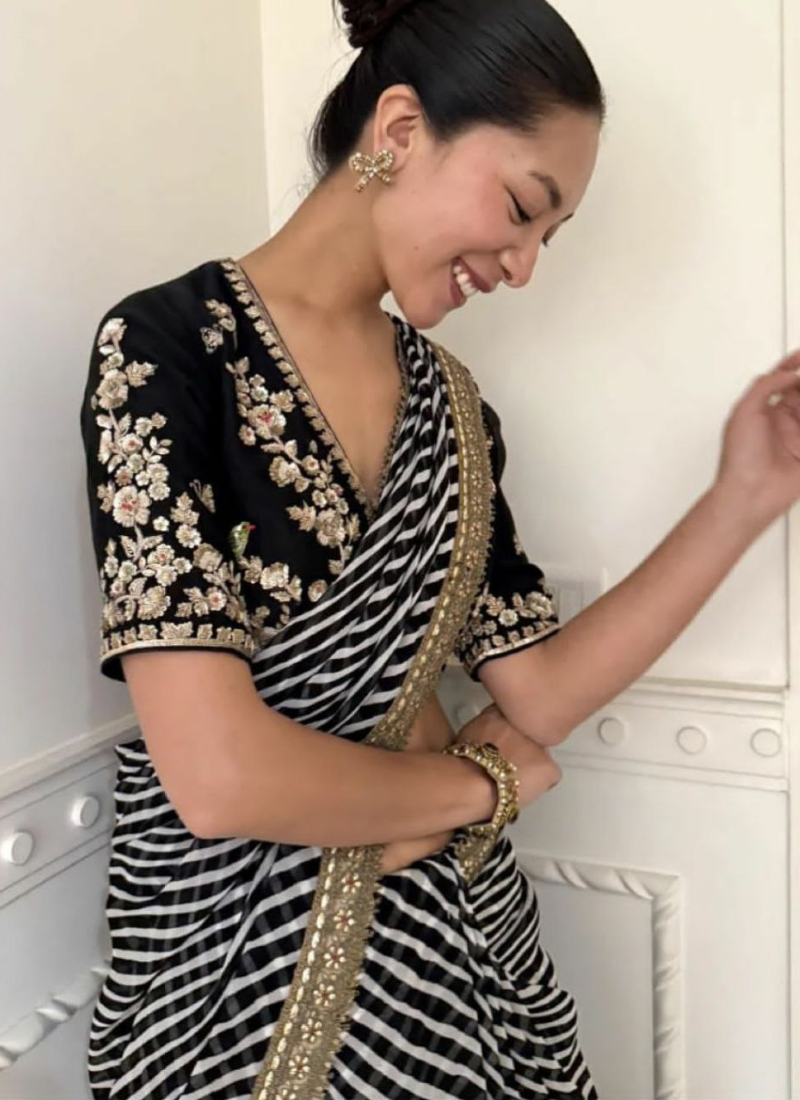 Soft Georgette Leriya Saree with Sequins Embroidery