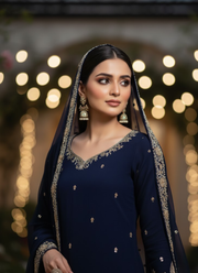 Heavy Faux Georgette Gharara Dress – Embroidered Kurti, Lahenga & Dupatta 5