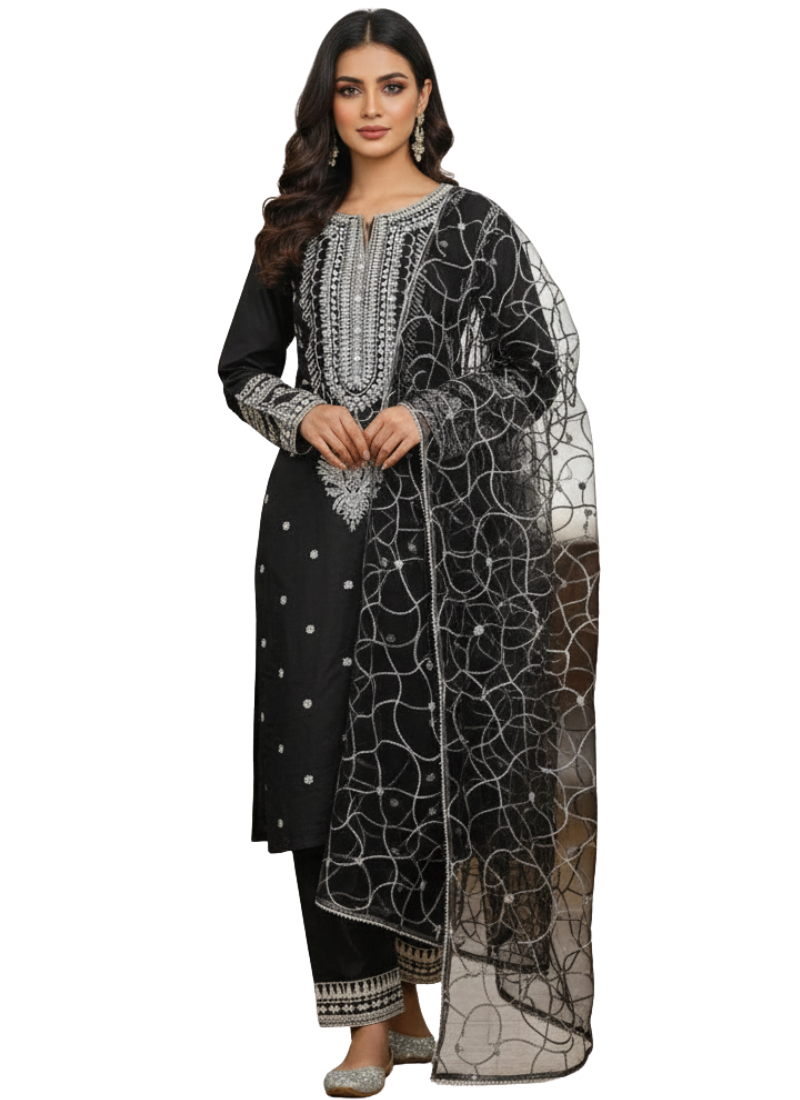 Black Pakistani Salwar Suit – Cotton Pajama