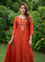 Mul Chanderi Kurta Pant Dupatta Set 4