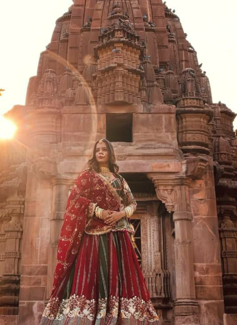 Fox Georgette Bridal Lehenga Choli with Heavy Embroidery + Dupatta