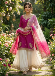 French Crepe Salwar Suit with Organza Dupatta 6