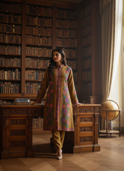 Kashmiri Raw Silk Coat – Metalik Gold Embroidered 4