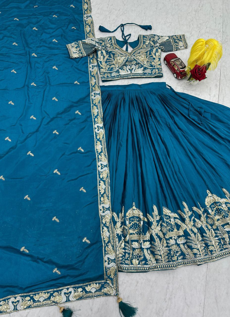 Chinon Embroidered Lehenga Choli with Dupatta