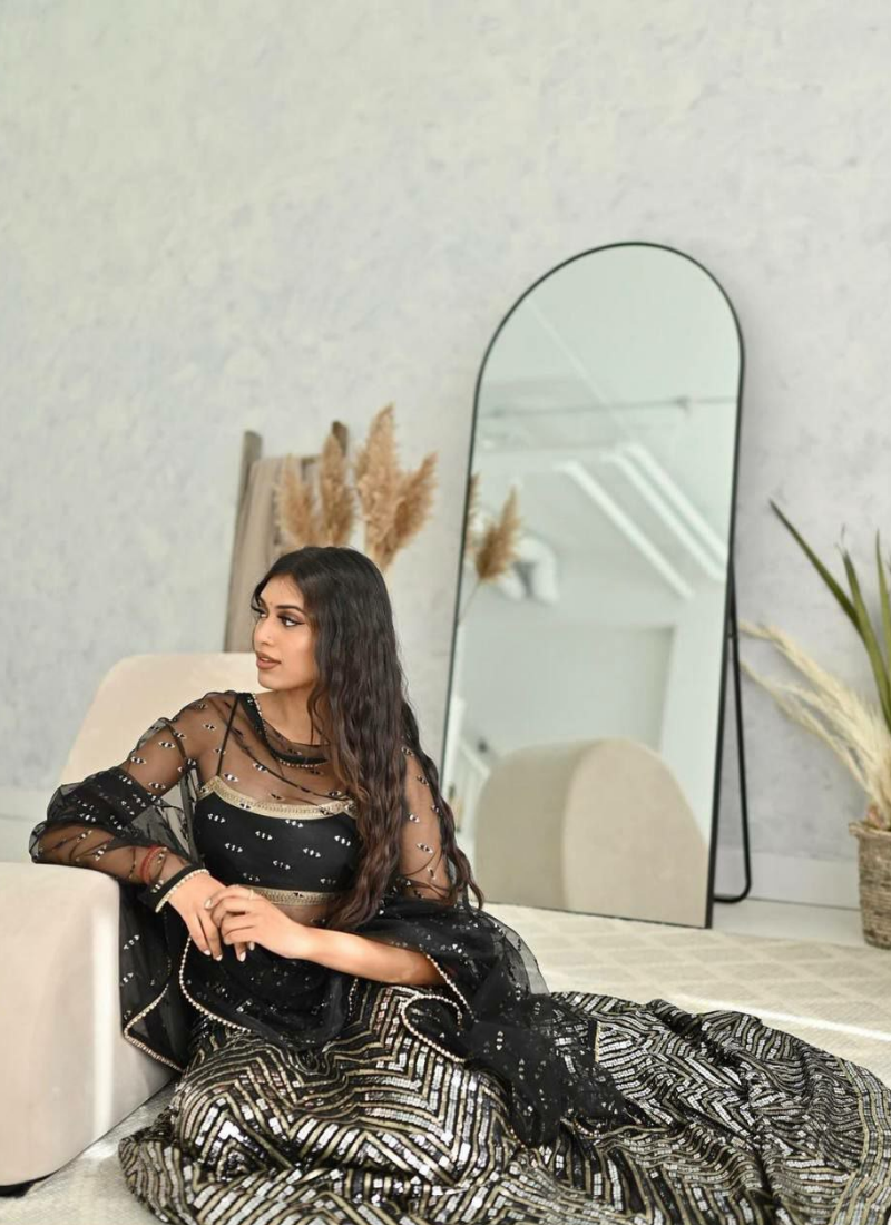 Georgette Lehenga Choli with Sequin &amp; Zari Work