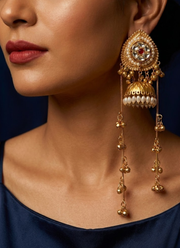 White Golden Kashmiri Earrings 6