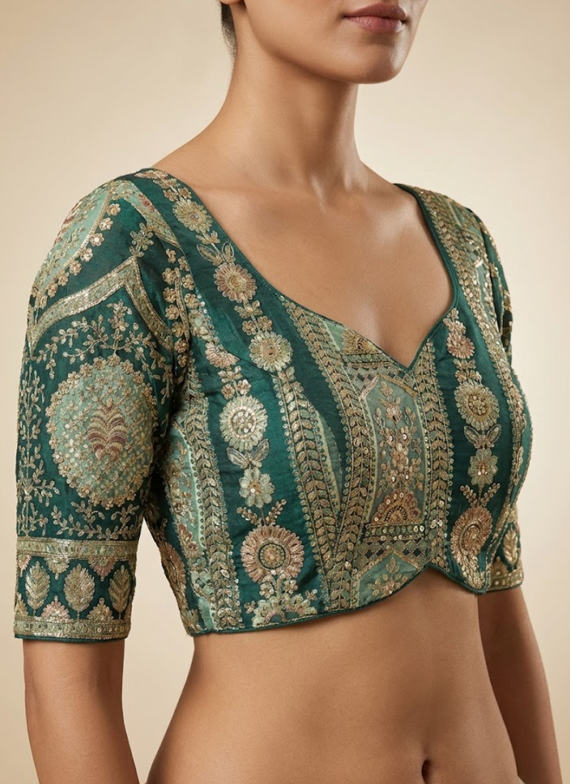 Partywear Women’s Blouse with Premium Padding & Back‑Open Design