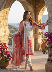 Pakistani Lawn Cotton Salwar Kameez with Chiffon Dupatta 4
