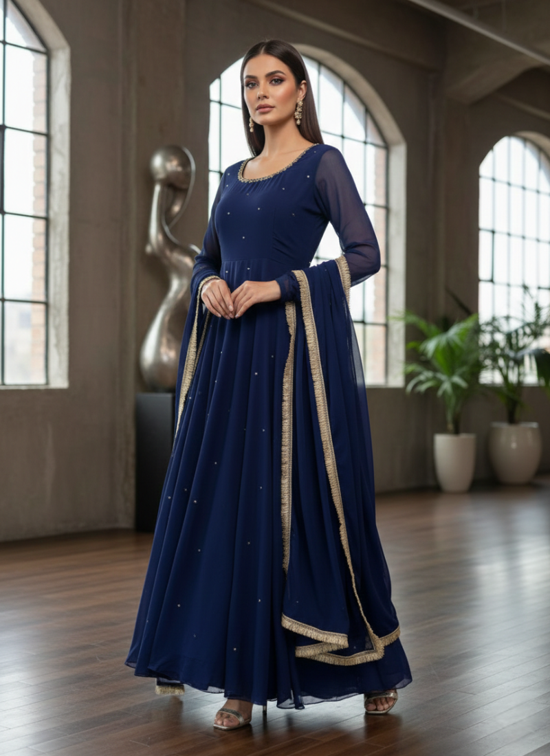 Elegant Handwork Anarkali Set with Dupatta