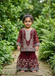 Baby Sharara Set in Raw Silk with Mirror Work 5