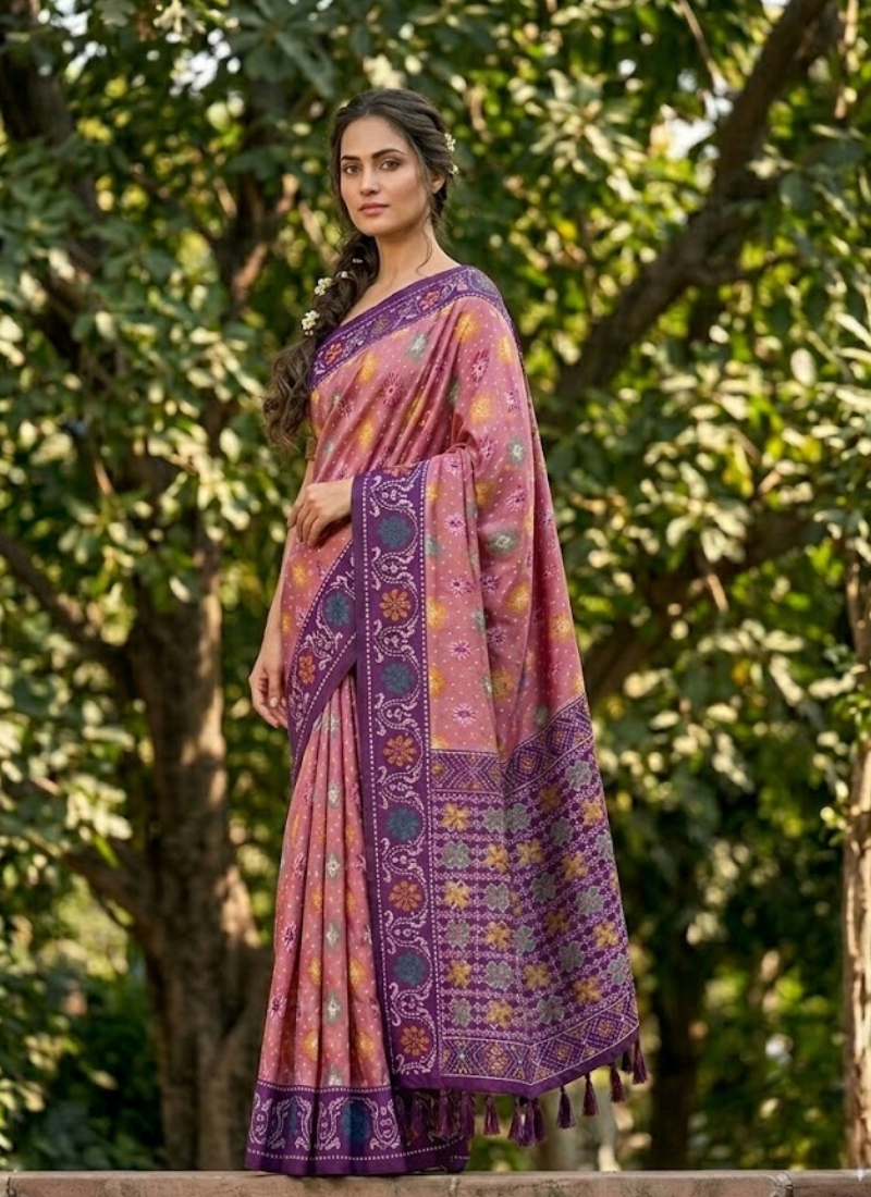 Karishma Patola Silk Saree – Premium Soft Silk with Zari Weaving & Meena Kari Border