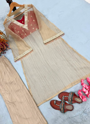 Designer Golden Tissue Salsa Kurta Set 7