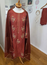 Rust Silk Salwar Kameez with Zari & Sequence Work 5