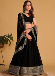 Georgette Lehenga Set – Zari & Sequins Embroidery with Blouse & Dupatta 6