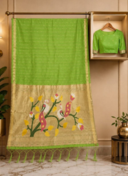 Cotton Paithani Saree – Zari Buttis & Pallu with Blouse 8