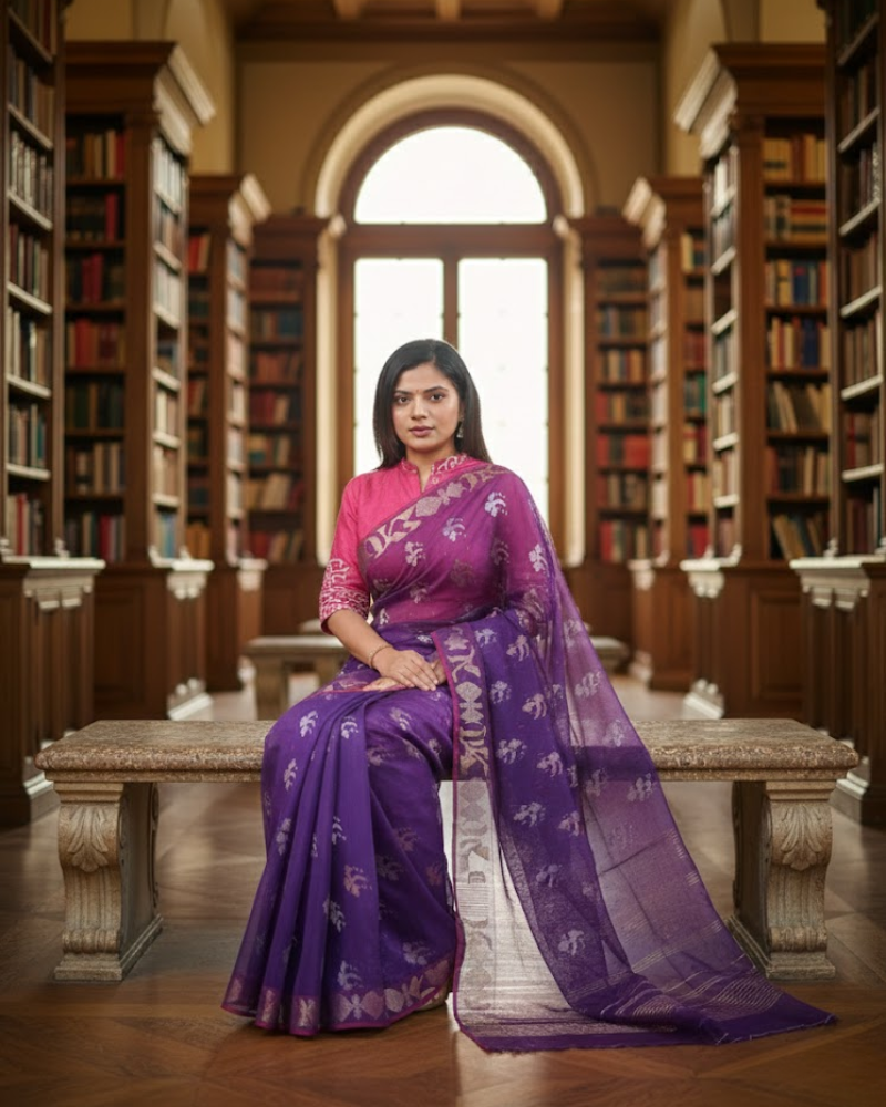 Bangladeshi Jamdani Saree – Kodom Full Design Purple