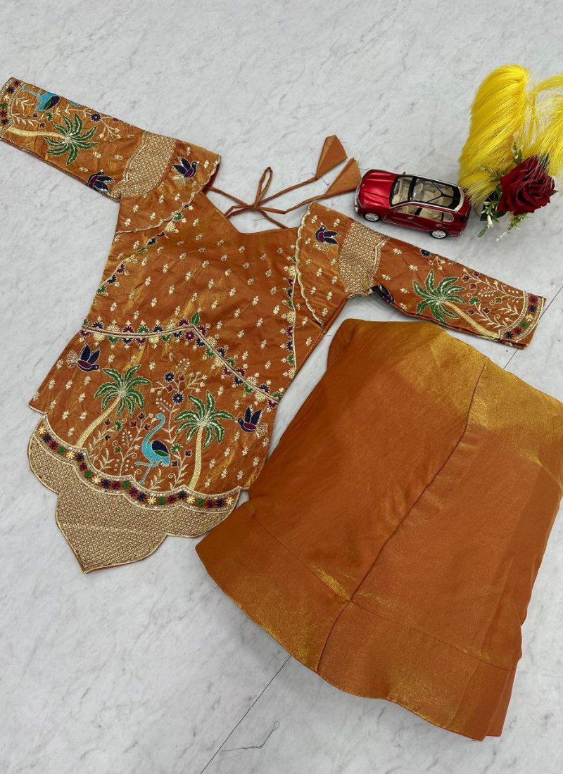 Silk Satin Lehenga Choli with Sequin Embroidery