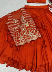 Vichitra Silk Lehenga Choli with Embroidered Shrug 6