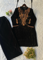 Velvet Embroidered Co‑Ord Set for Women (Kurti + Palazzo) 6