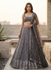 Premium Net Cocktail Lehenga Choli with Heavy Sequins Embroidery + Dupatta 2