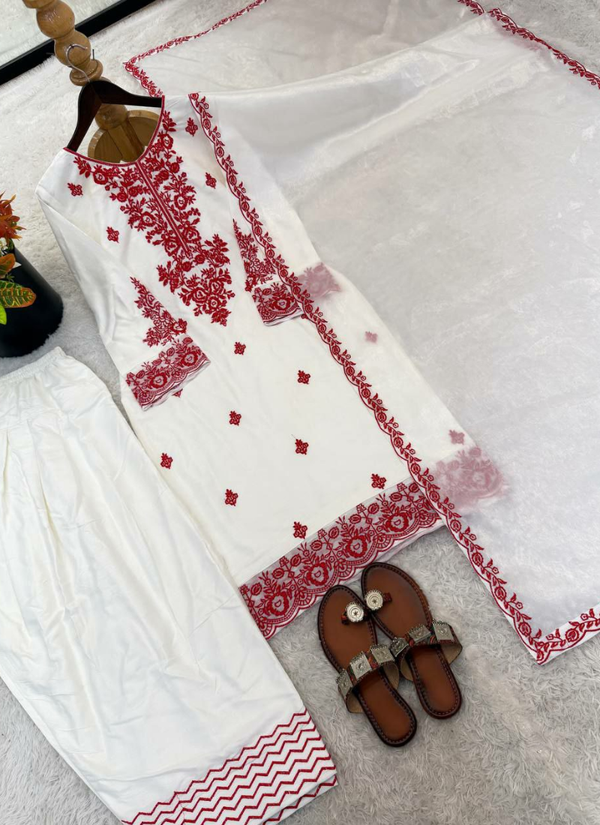 Rayon Cotton Kurti Set with Silk Dupatta