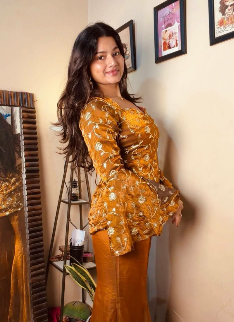 NC Moss Sharara Suit with Sequins Embroidery (Kurti + Palazzo)