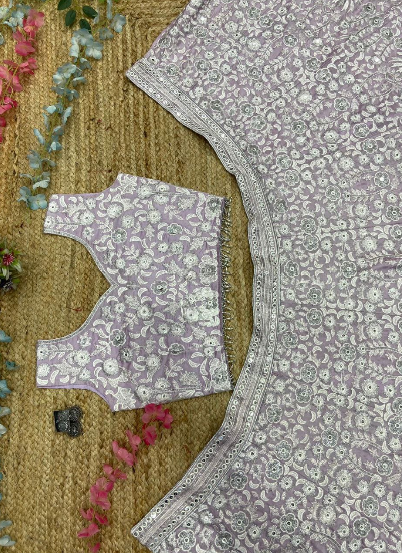 Silk Georgette Lehenga Choli with Mirror Work