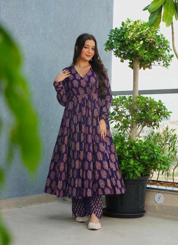 Anarkali Suit in Heavy Rayon with Digital Print Work + Bottom