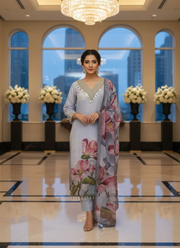 Light Purple Salwar Kameez with Embroidery & Printed Dupatta 6